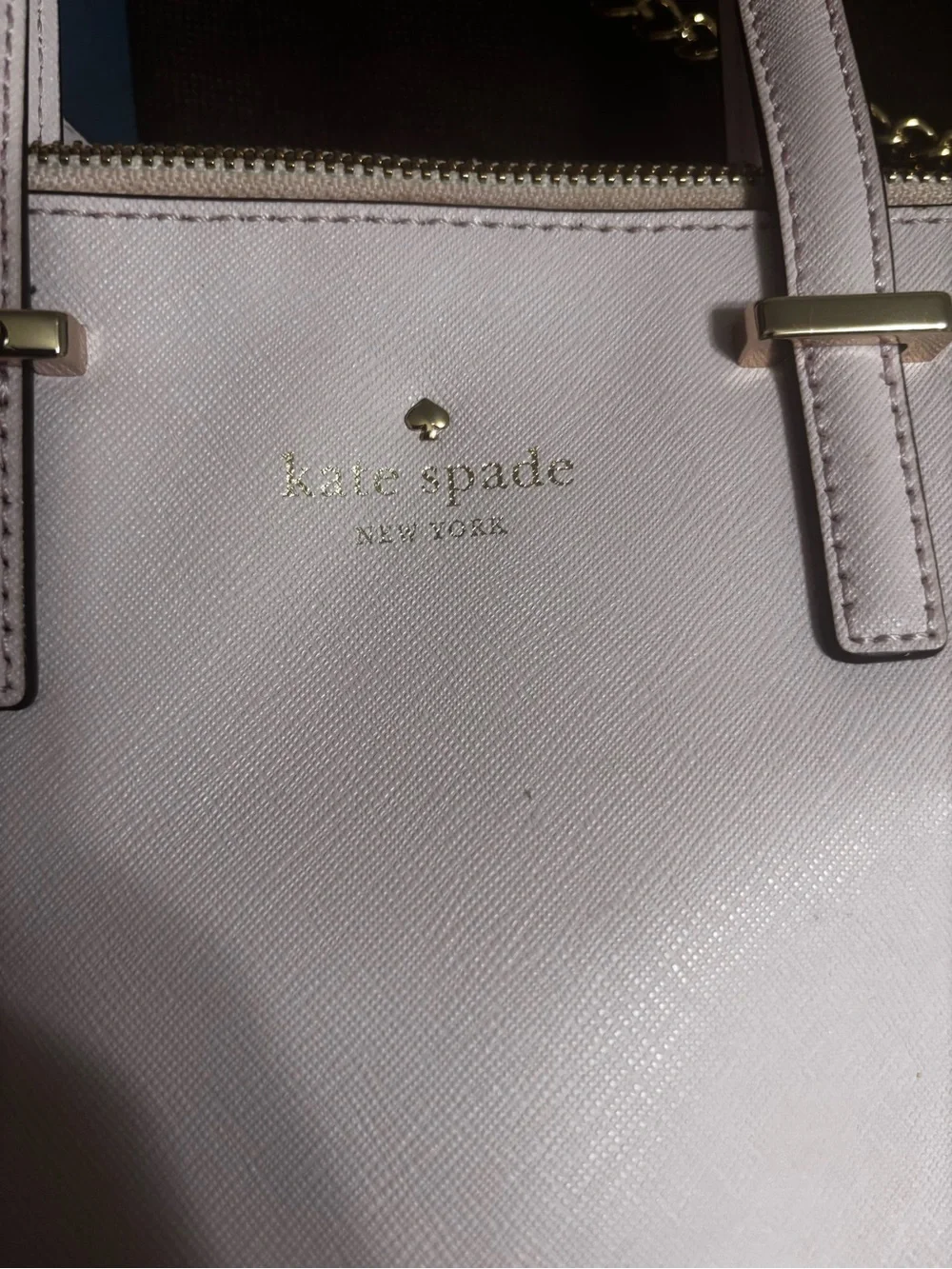 kate spade Light Pink Saffiano Leather Satchel with Chain Strap